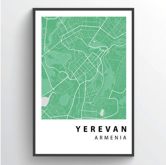 Yerevan City Map Poster - Green