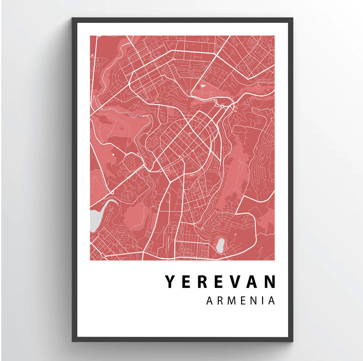 Yerevan City Map Poster - Pink