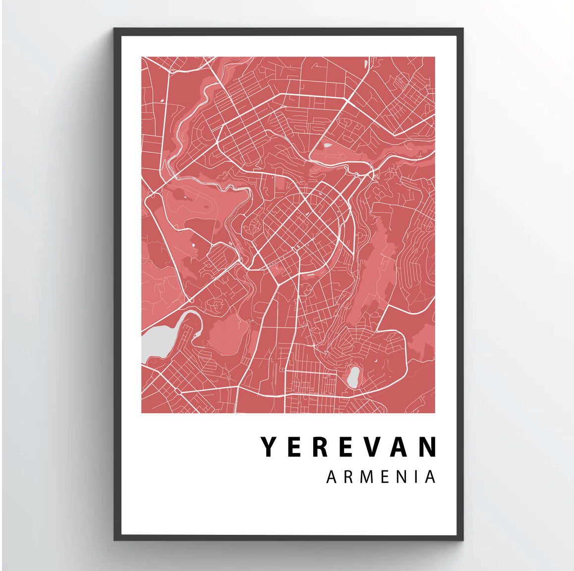 Yerevan City Map Poster - Pink