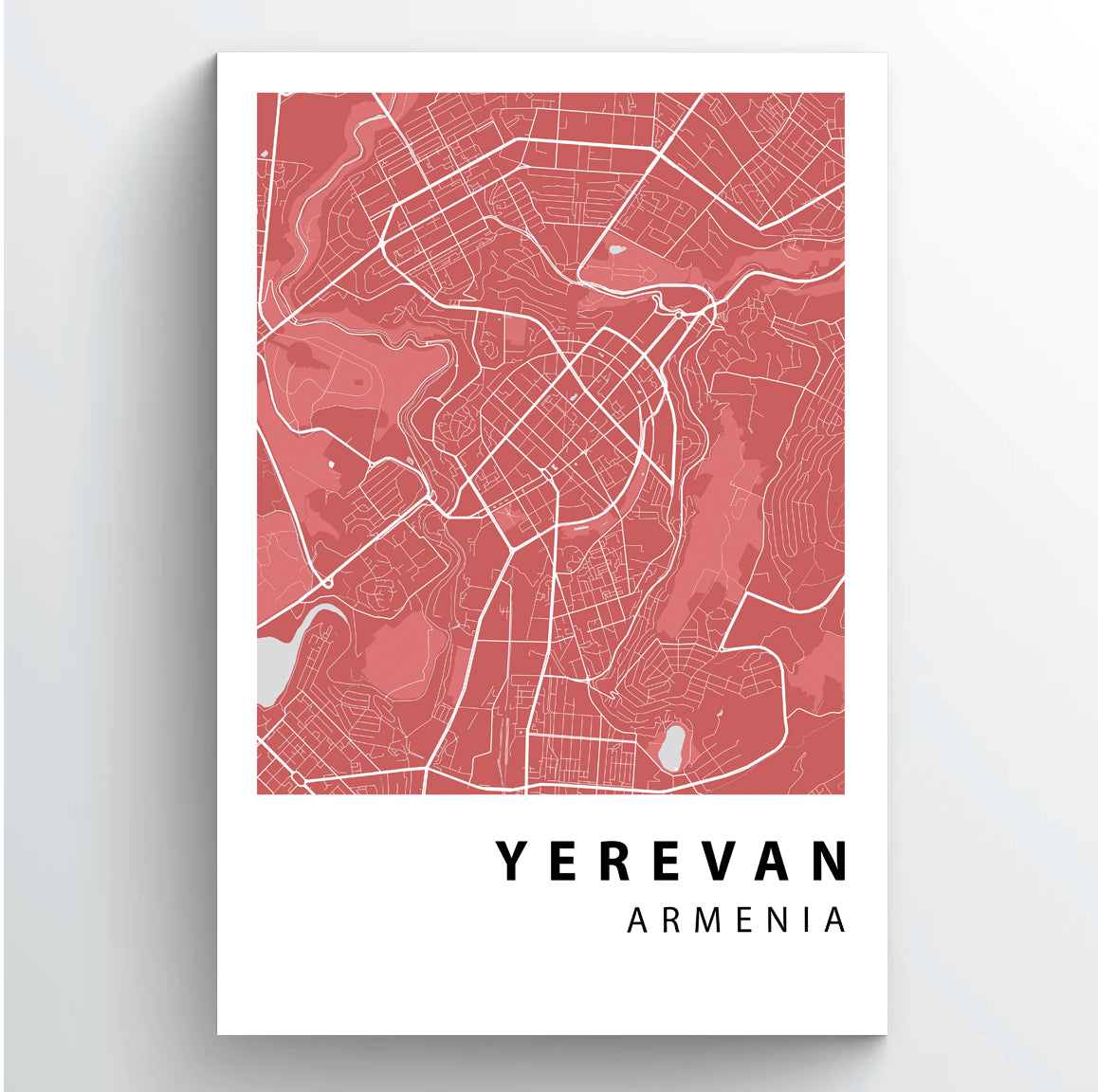 Yerevan City Map Poster - Pink