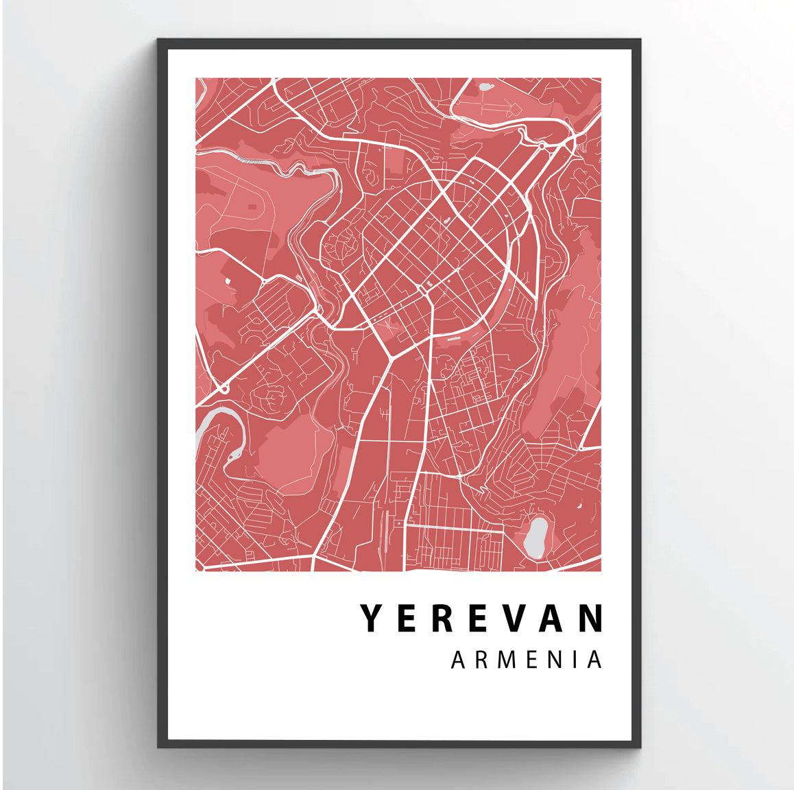 Yerevan City Map Poster - Pink