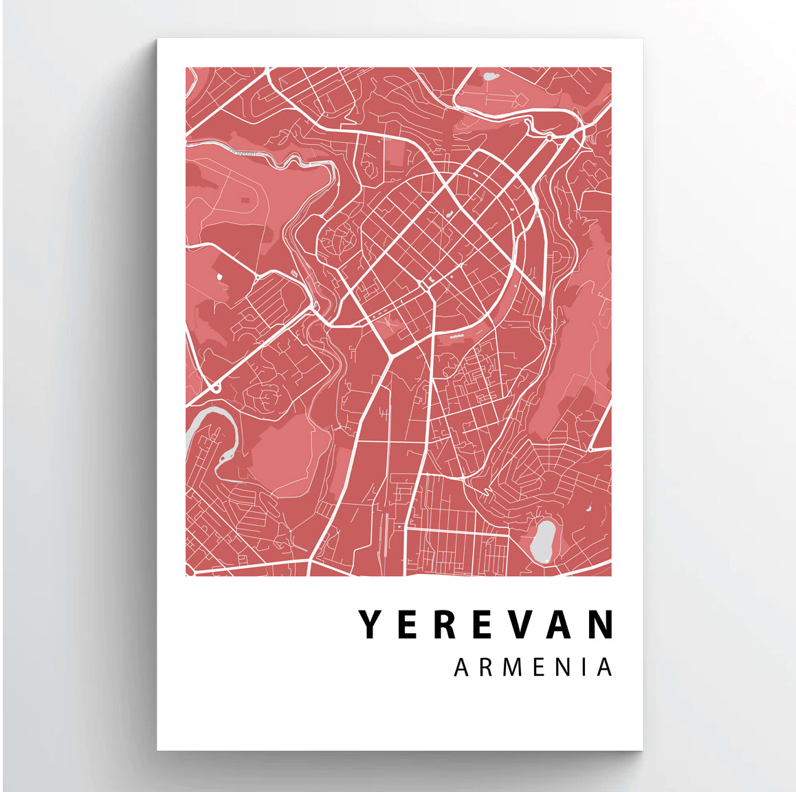 Yerevan City Map Poster - Pink